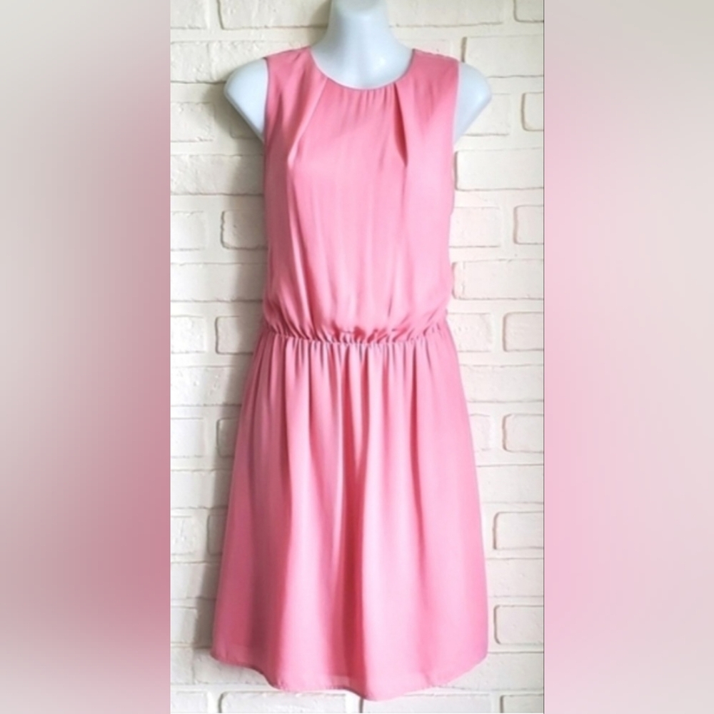 H&M Pink Chiffon Sleeveless Summer Flowy Dress Size 10